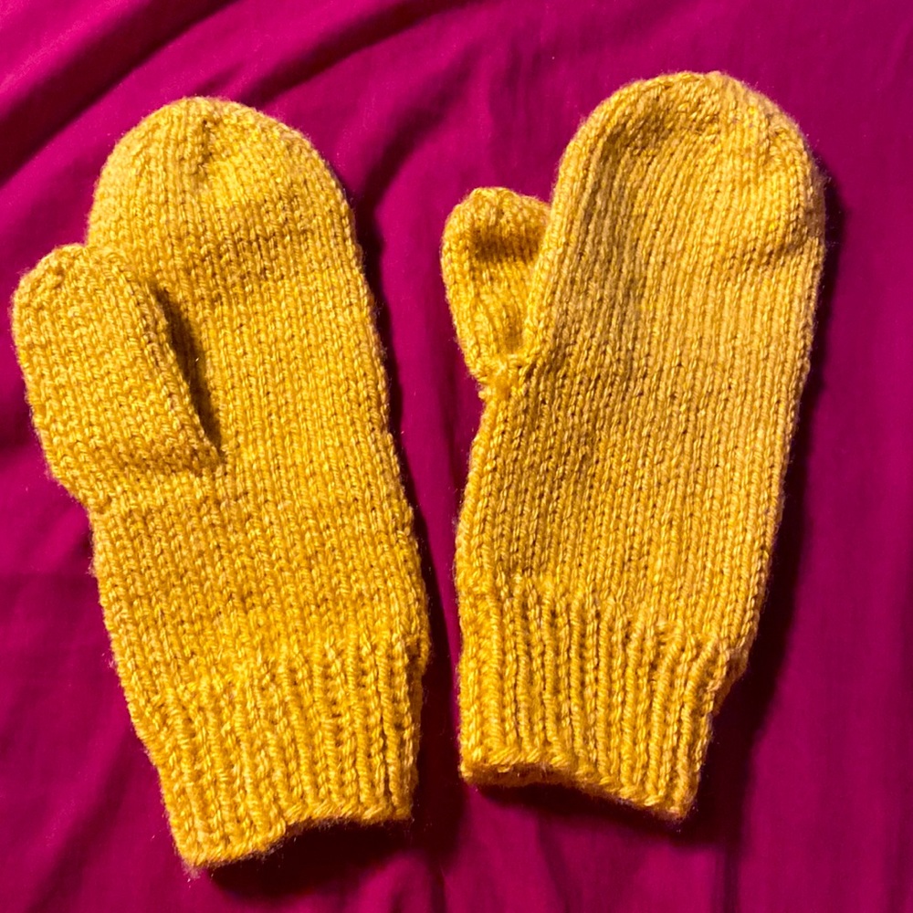 Handmade Yellow Ribbed Mittens
